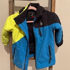 Spyder Kids Blue and Neon Yellow Ski/Snowboard Jacket